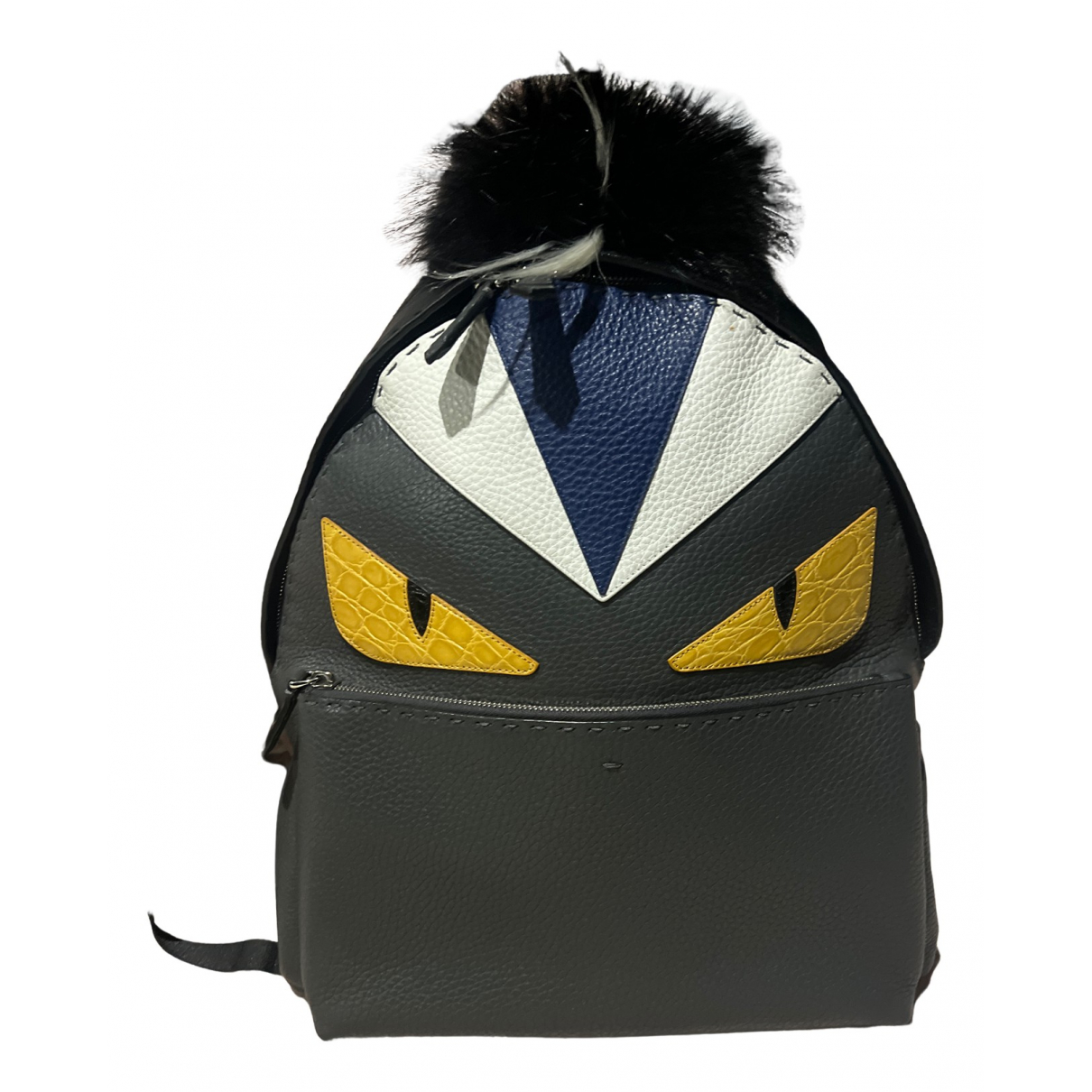 Leather travel bag Fendi Grey in 
